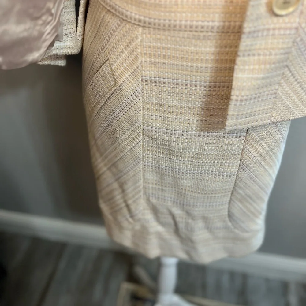 Brooks Brothers skirt suit woman 2 4 cream Silver Pink NWT Jacquard Cropped set